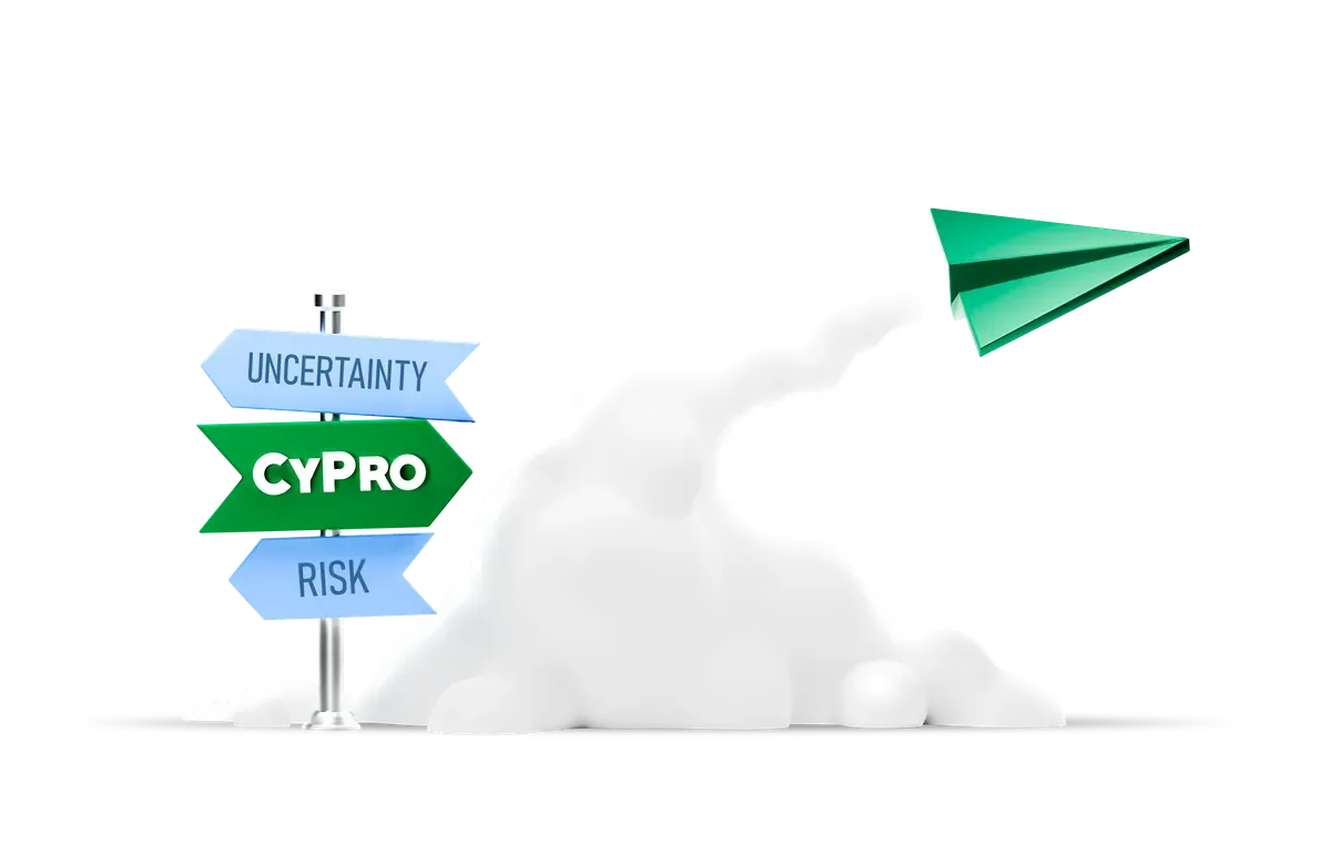 3D illustration of a signpost showing what happens next