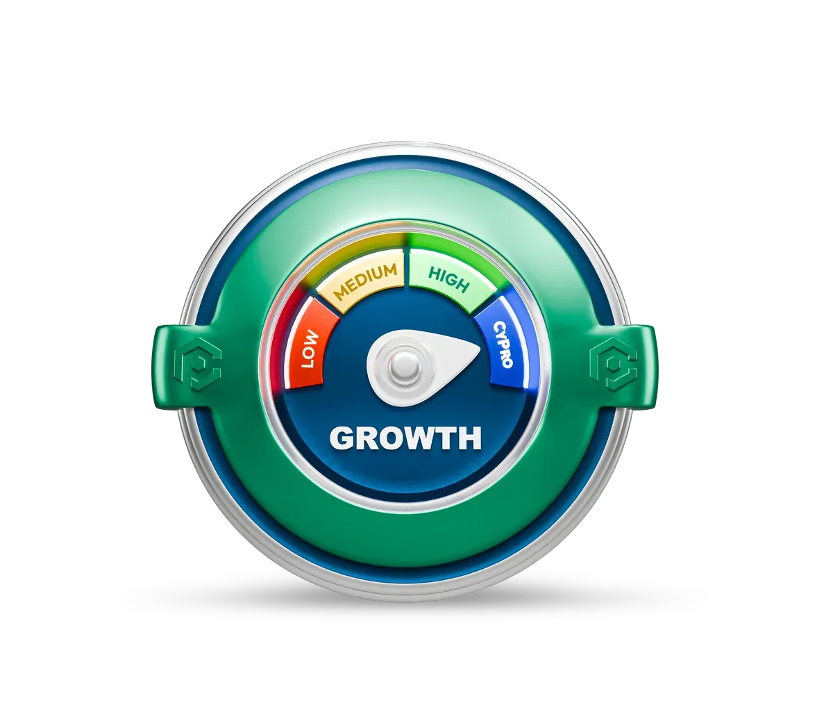 3D illustration of a dial, representing a flexible vCISO engagement