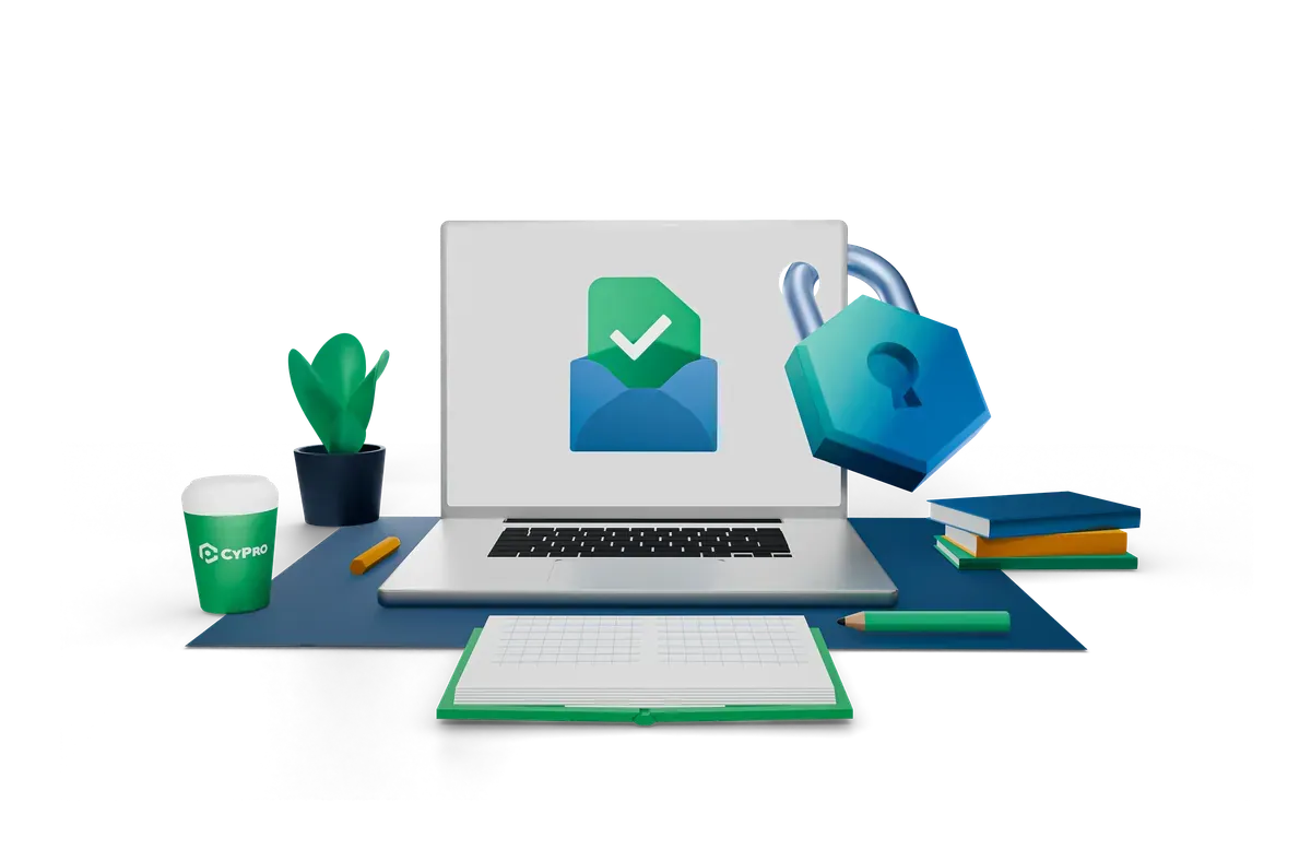 3D illustration of a study desk with practical security guides