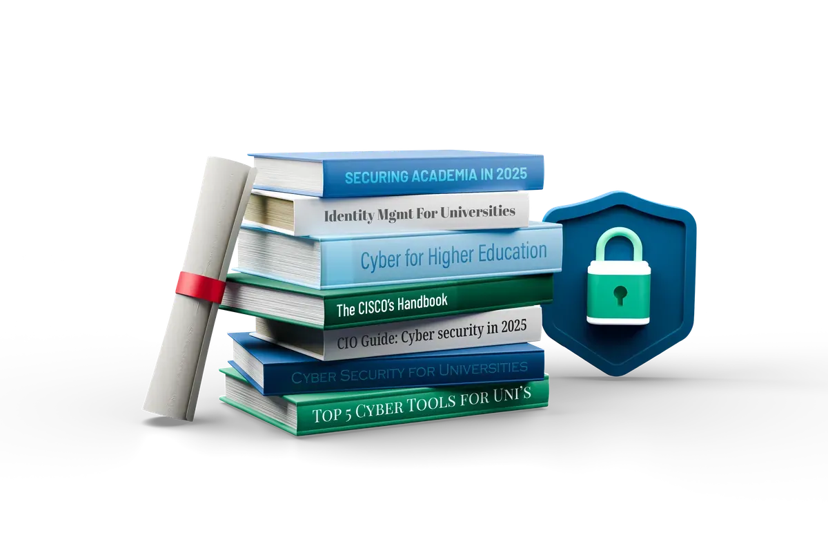 3D illustration of a library of security guides