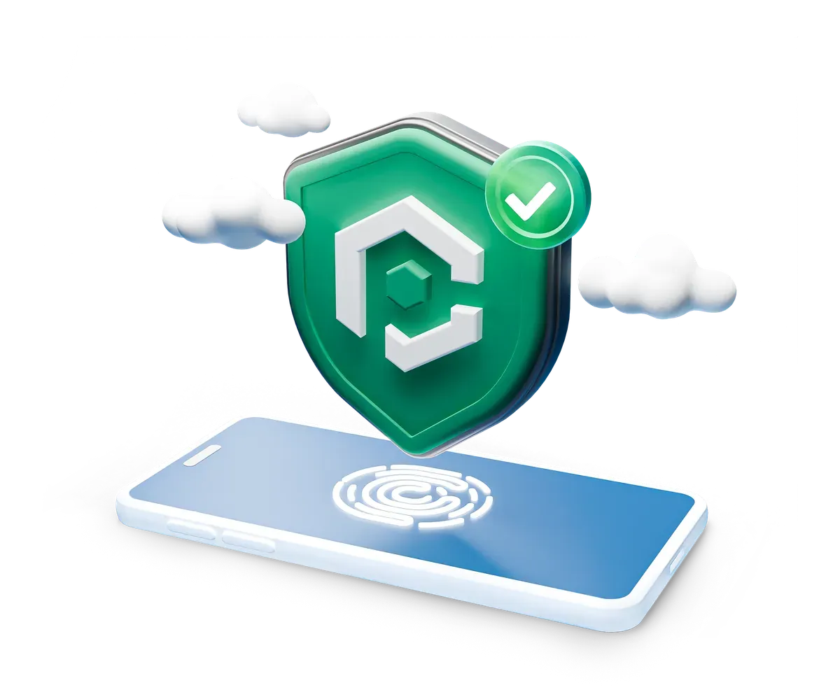 3D illustration of a secured smartphone protected by cyber security, representing calling us