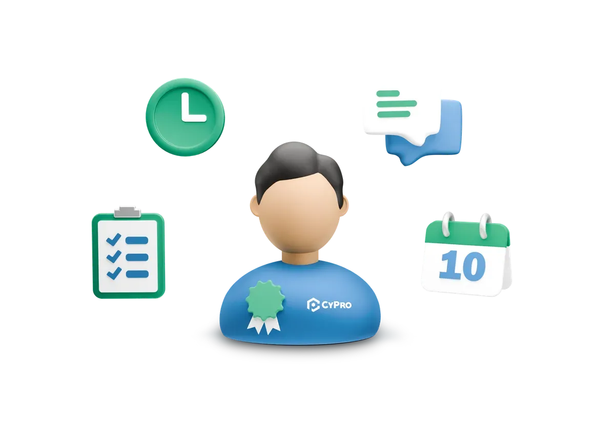 3D illustration of a managed step by step vCISO process