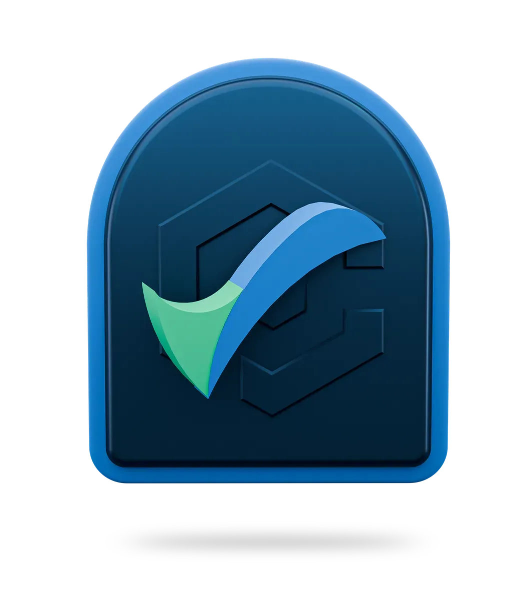 3D illustration of a Cyber Essentials Plus certification badge
