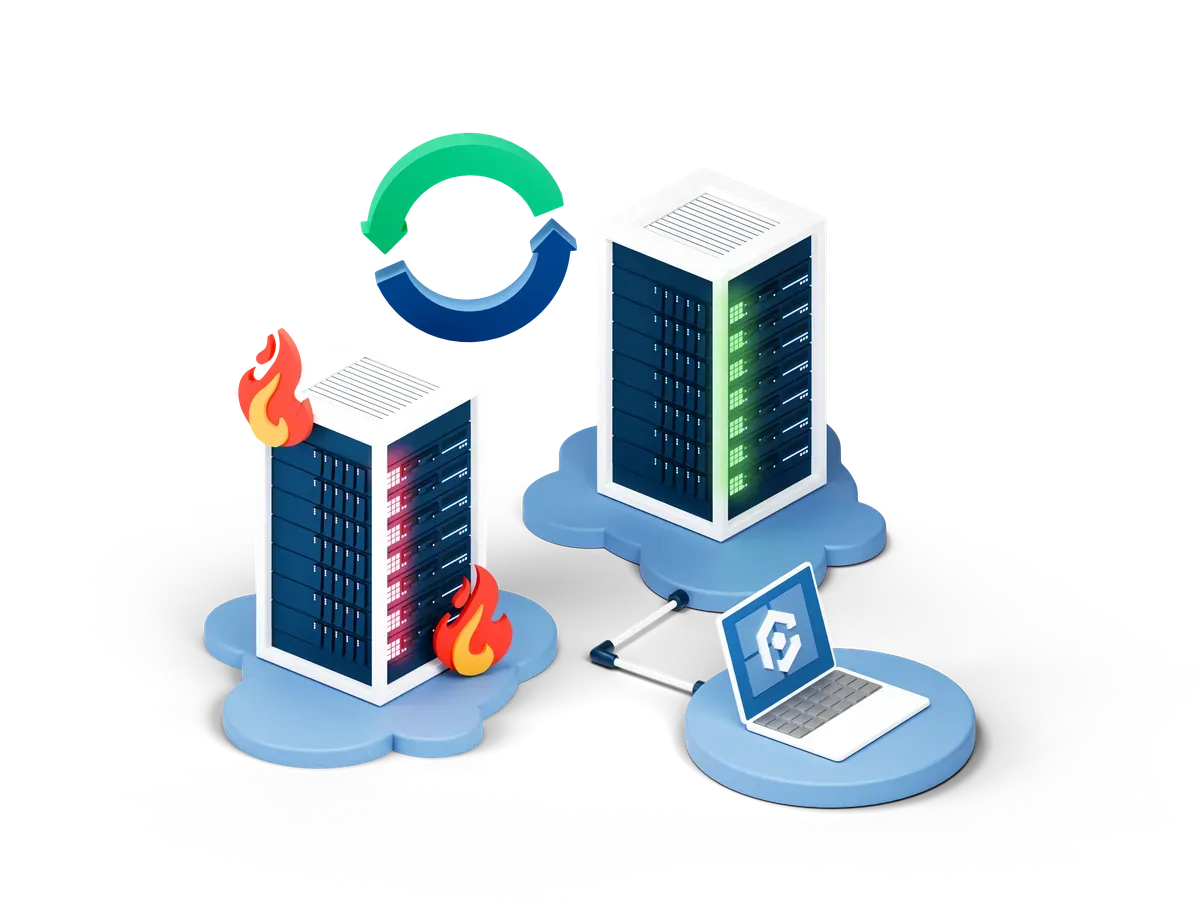 3D illustration of an IT disaster recovery plan