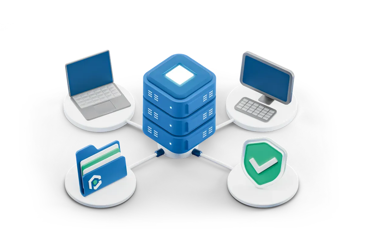3D illustration of secure technology architecture