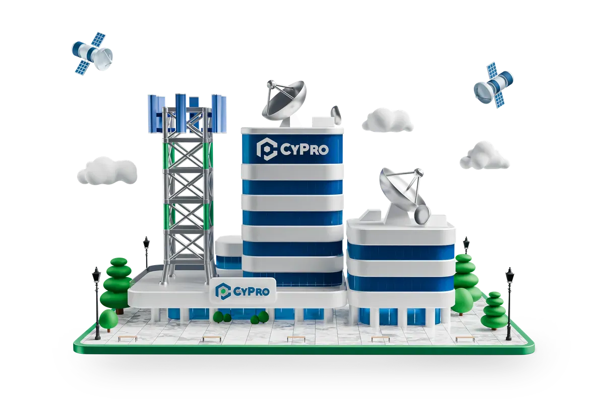 3D illustration of telecom antennas on a building
